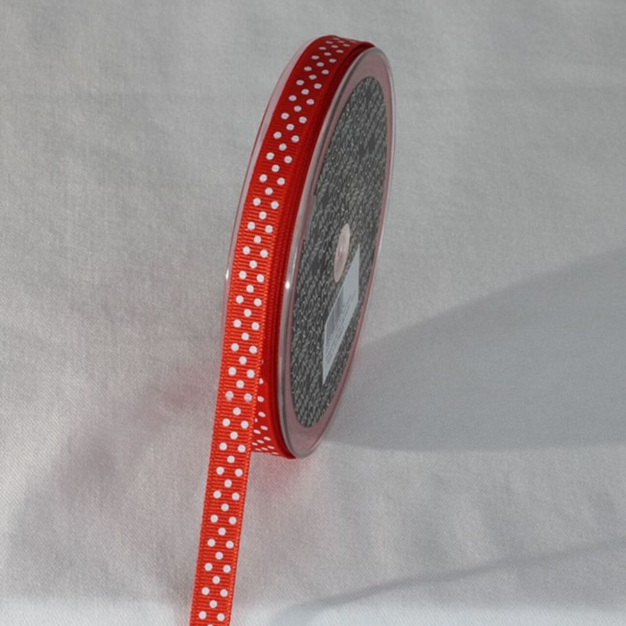 The Ribbon People Red and White Polka Dots Patterned Grosgrain Ribbon 0.3" x 22 Yards